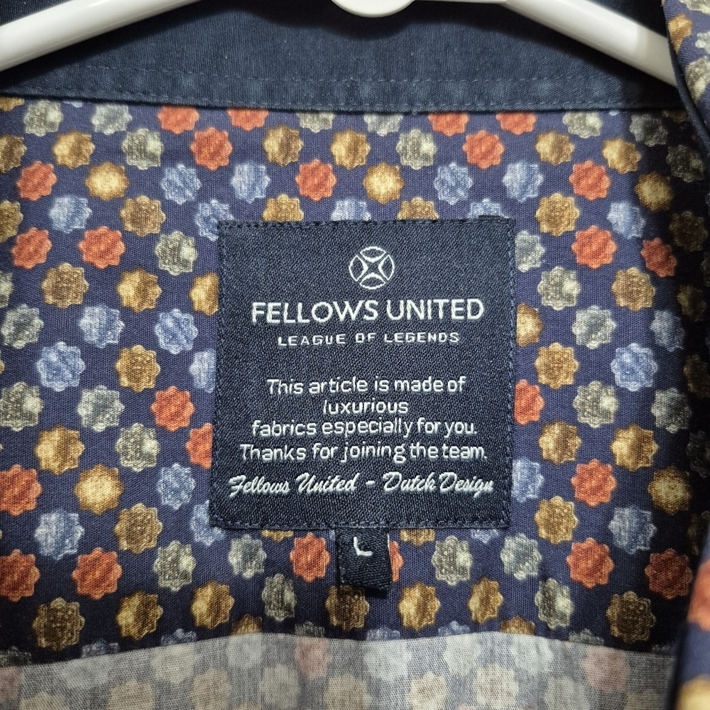 Fellows United Men's Quiet Lux Geometric Button Down Dress Shirt Size Large - Picture 3 of 6